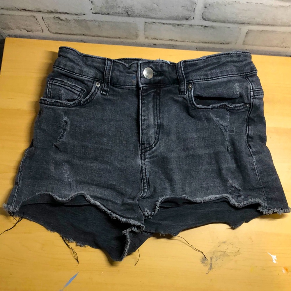 Black Ripped Jean Shorts H&M